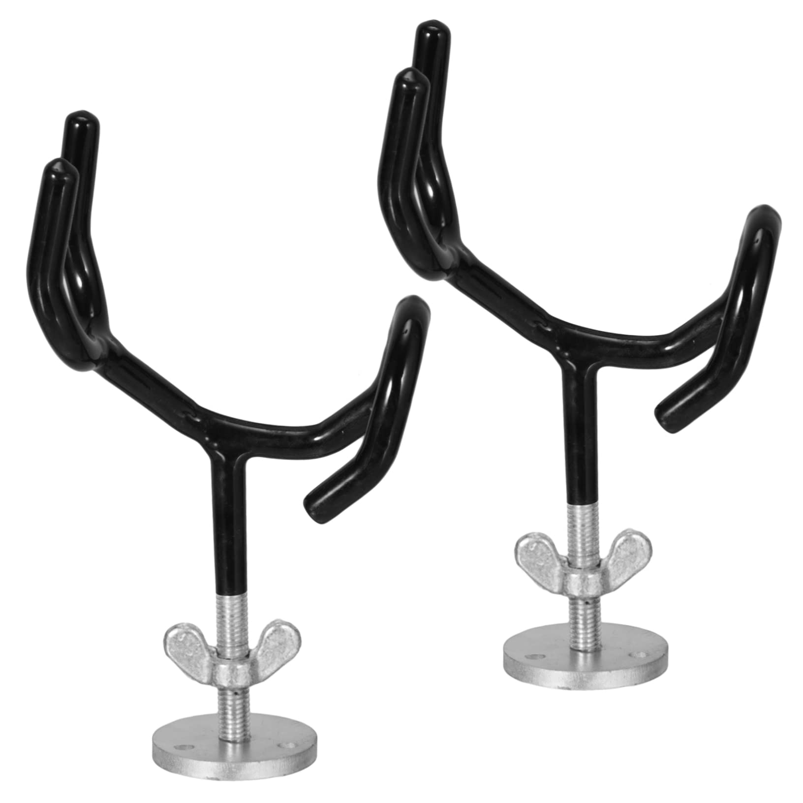 Porte- à Pêche 2 Pièces en Acier avec Base de Fixation Noire