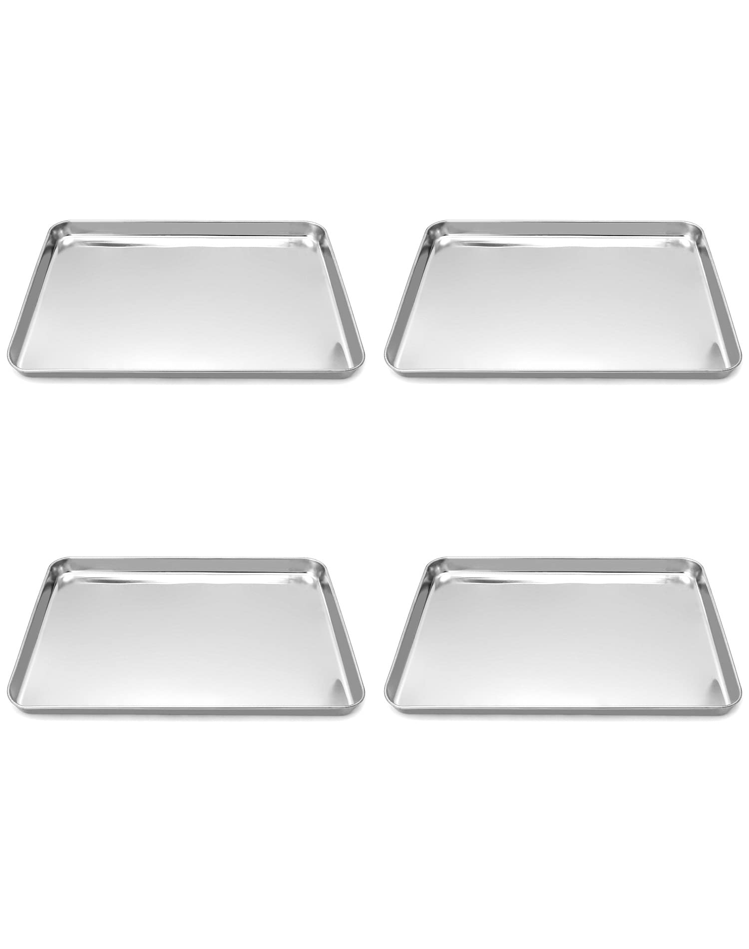 Photo 1 of QWORK Stainless Steel Surgical Tray, Flat Bottom Tray, for Medical Instruments, Tattoo, Surgical Supplies, 15 3/4 x 11-13/16 x 1 inch, 4 Pack