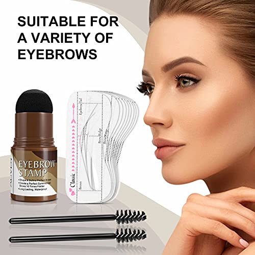 Eyebrow Stamp Stencil Kit – Waterproof Brow Stamp Shaping Kit Eyebrow Definer With 2 Eyebrow Pen Brushes And 10 Eyebrow Buildable Brow Stencils, Natural Shape Brow Powder ​Makeup Tool (Dark Gray) #TOP7