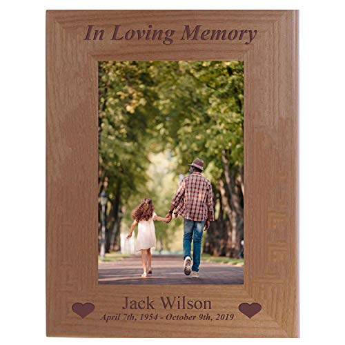 CustomGiftsNow in Loving Memory Memorial - Engraved Alder Wood Picture Frame - Add Name and Dates (5x7 Vertical)