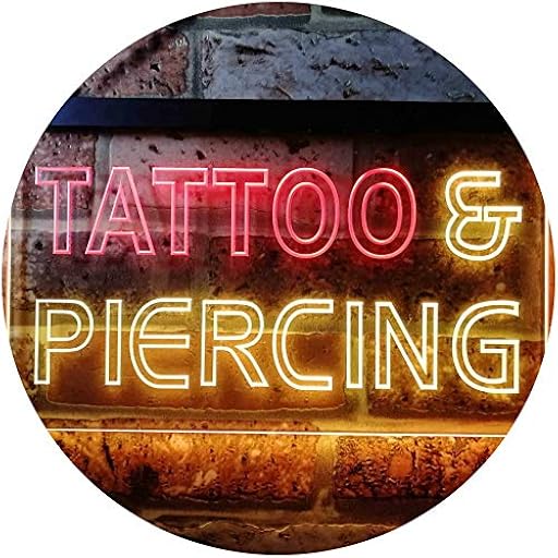 Tattoo Piercing Shop Illuminated Dual Color LED Enseigne Lumineuse Neon Sign Rouge et jaune 600 x 400mm st6s64-i0482-ry | Ya disponible en tu tienda friki favorita! En mundofriki.es!
