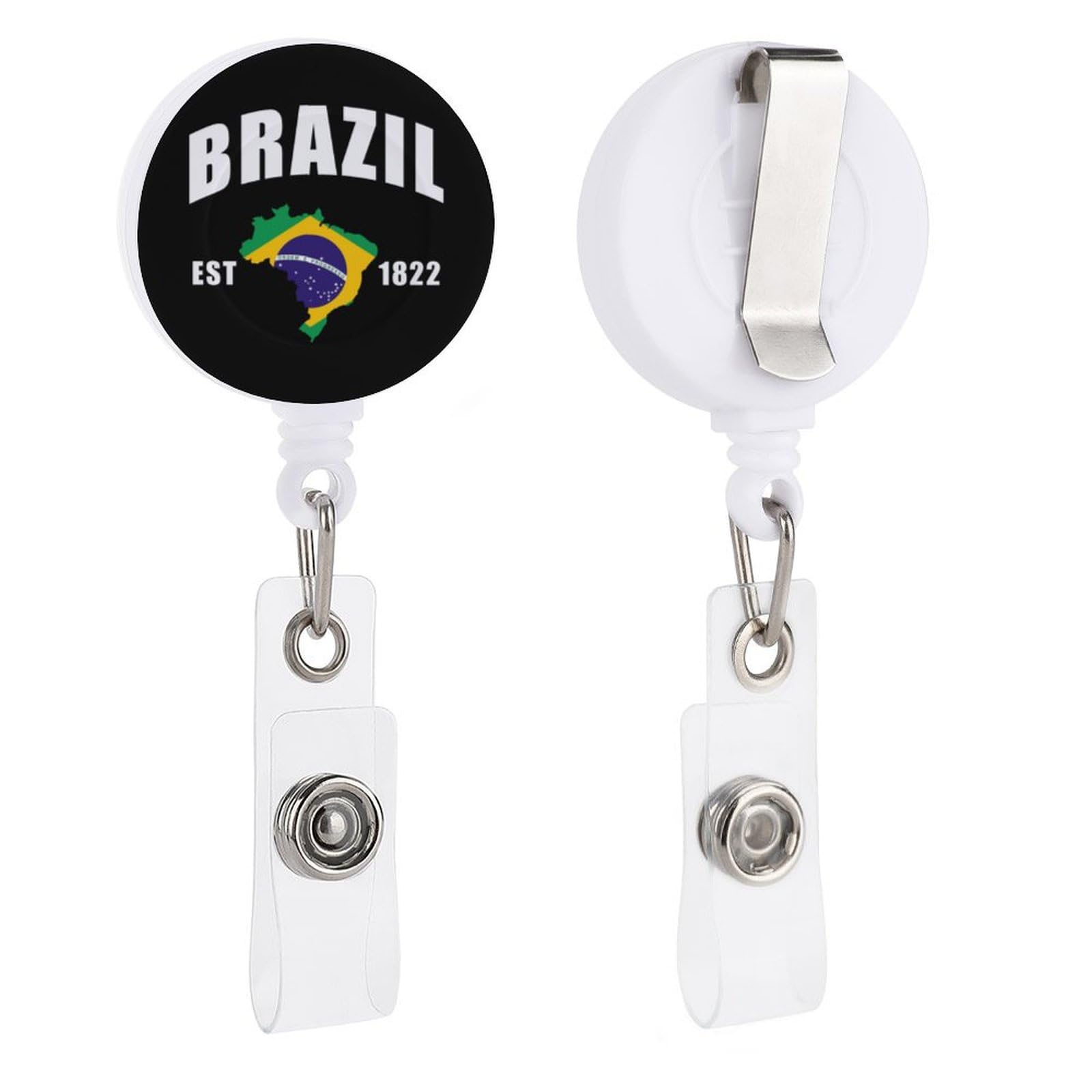 Brazil Flag Brasil Fashion Badge Holder PP Plastic Badge Reel Cute Retractable Buckle Badge Clip