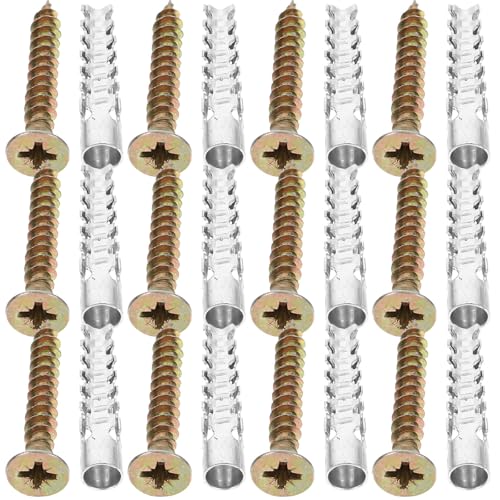 DOITOOL Juego de 40 Tornillos Anclajes para Paneles de Yeso, Expansión Metálica Interna 6x32 y Tornillos Zincados 5x35, Anclajes de Pared Resistentes para Estanterías, Color Aleatorio