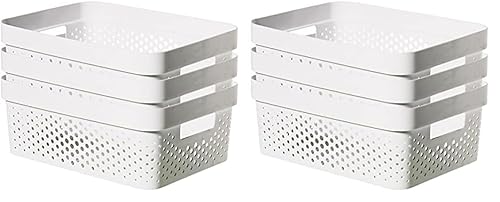 CURVER Infinity Dots Set of 3 100% Recycled Medium Storage Baskets 11 Litres - White (Pack of 2)