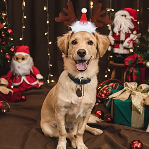 Pedgot Pacote com 3 acessórios para cabeça de Natal para animais de estimação, laço de cabelo marrom