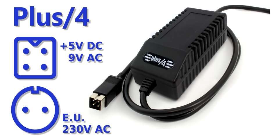 Commodore Plus/4 PSU Modern Schwarz EU - Ersatz-Netzteil für Commodore Plus/4, EU-Stecker
