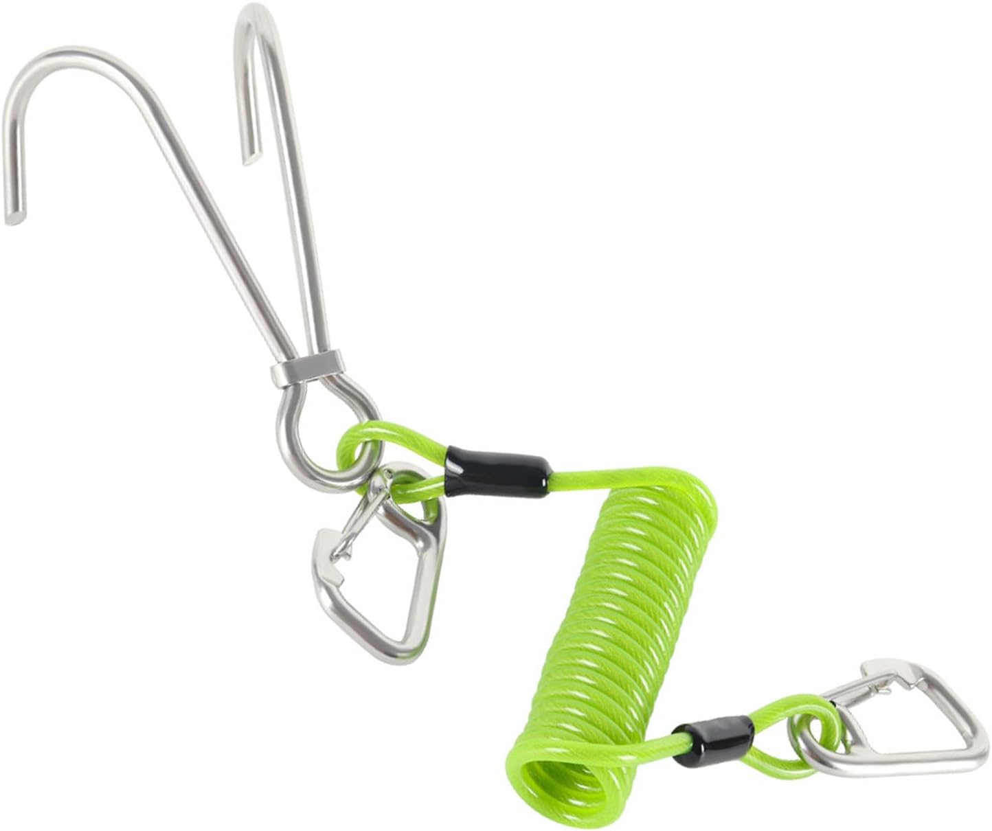 スキューバ ダイビング ダブル リーフフック ステンレス リーフフック スキューバ 安全アクセサリー スパイラルコイルストラップ 付き  クイックリリースバックル(青)ダイビング カレントフック 高強度ダイビングリーフフック腐食に強いスプリング付きロープでダイビングに耐え、強い流れで使用可能水中スプリング