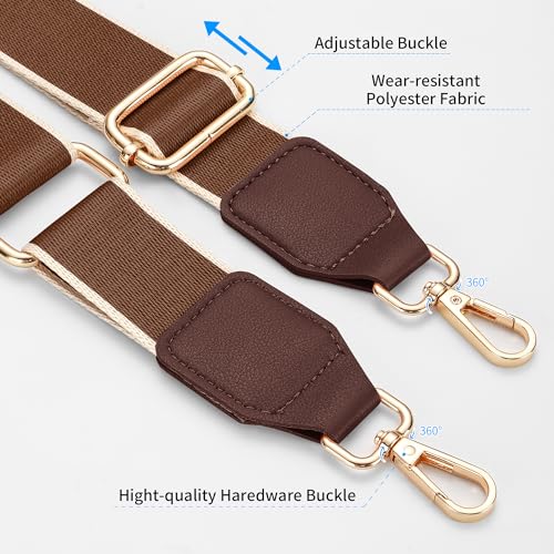 Image of Hamdecro Purse Straps Replacement Crossbody, Universal Wide Shoulder Strap for Bags Adjustable Straps for Handbags, Gold Buckle - Brown