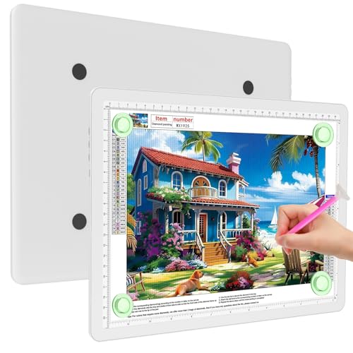 Elice Magnetic A4 Light Board for Diamond Painting Ultra-Thin Tracing LED Light Box with Side Buttons Super Bright Diamond Art Light Pad Light Table for Drawing Sketching Weeding Vinyl - White