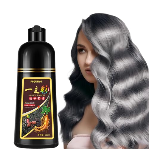 Fvquhvo Silver Gray Hair Dye Shampoo, Hair Color Shampoo for Women Men, Works in Minutes, Long Lasting Silver Hair Dye, Champu Para Canas, Grey Hair Dye Easy to Use 16.90 Fl Oz