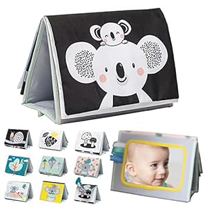 Taf Toys Koala Infant Tummy-time High Contrast Soft Crinkle Activity Book with Huge Baby Safe Mirror, 3D Activities…