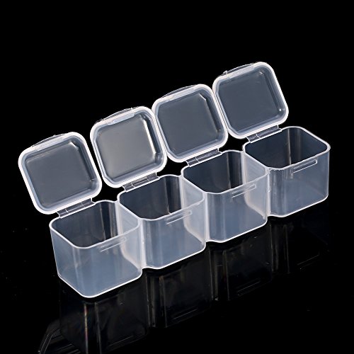 Nail Art Decoration Box-28 Slots Empty Clear Nail Art Decoration Rhinestone Gem Bead Container Storage Box - Afbeelding 7