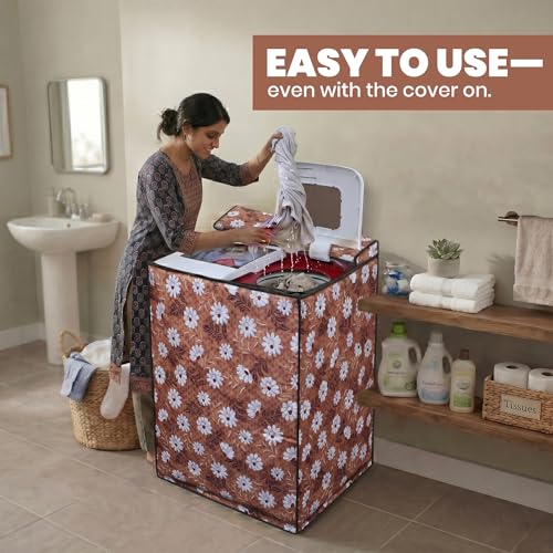 Image of DREAM CARE Waterproof & Dustproof Washing Machine Cover Top Load & Semi Automatic Suitable for 6 kg, 6.2 kg, 6.5 kg (80 x 86 x 51 cms)