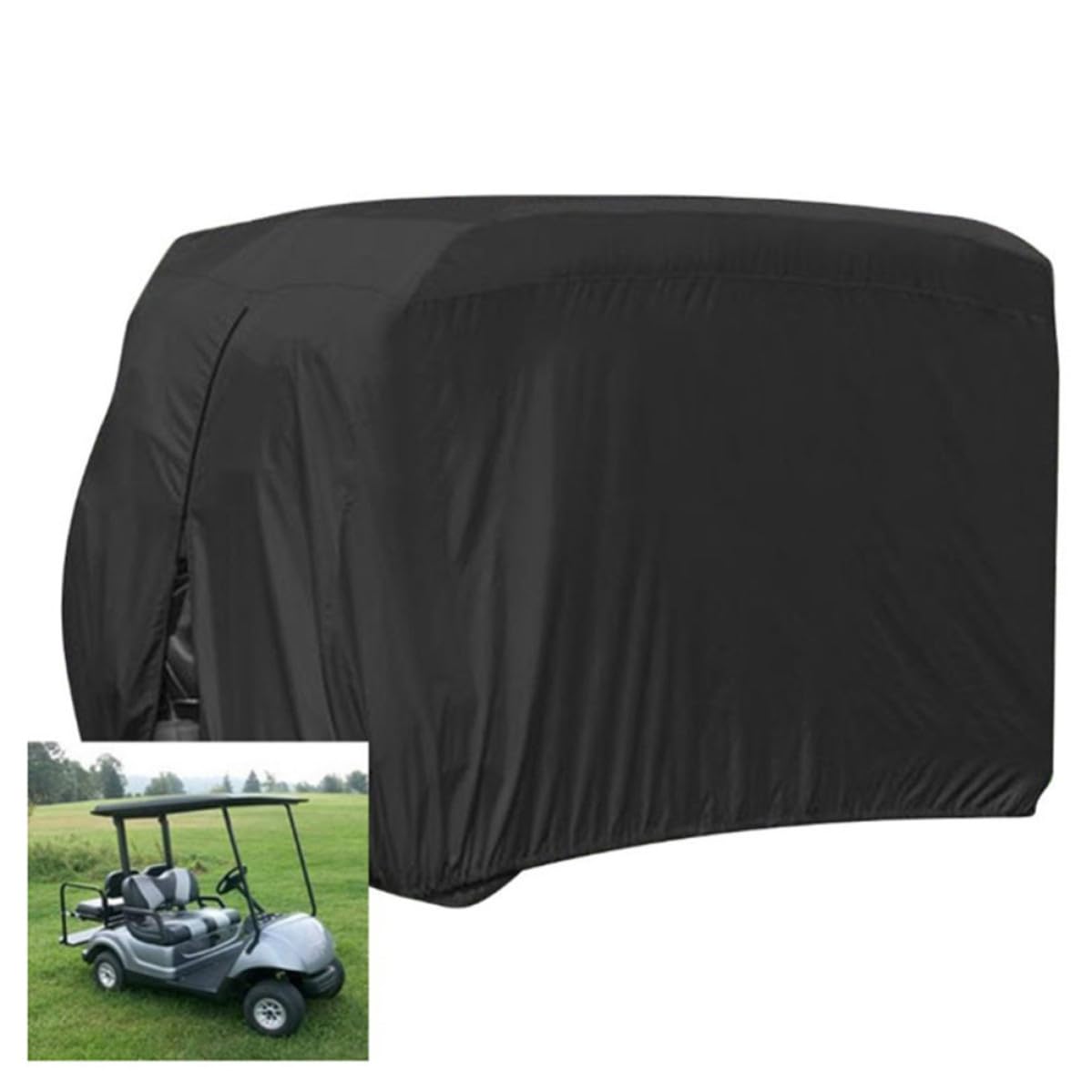 DOITOOL 4 Personen Gepäckwagenabdeckung 210d Oxford Schwarz | Wagen und Cart, Heavy Duty Ausführung, Schützt vor Sonne, Passend für Golf Zubehör
