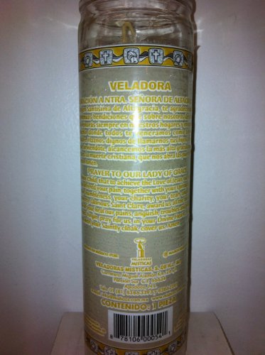 Our Lady of Grace ( Nuestra Senora De Altagracia ) 7 Day Unscented Candle in Glass