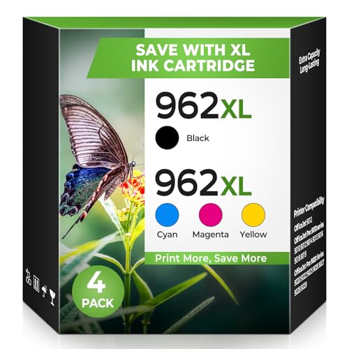 Image of 962XL Ink Cartridges for OfficeJet Pro 9010 9020 9015 9018 9025 Compatible for HP 962XL Ink Cartridges Combo Pack 962 Ink Replacement for Office Jet Pro 9015 9010 9020 9018 9025 9012 Printer (4-Pack)