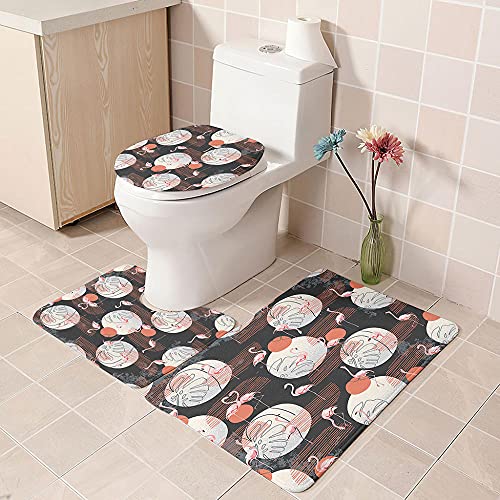 ZDDWLDL 4-Teilig Duschvorhang Set Mit Rutschfesten Teppichen Toilettendeckel Und Badematte Wasserdicht Farbfest Schimmel… – Bild 5