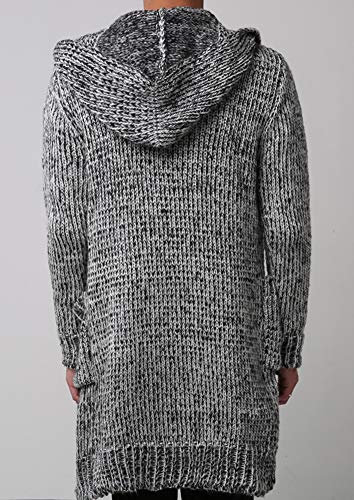 LifeHe Men's Casual Long Hooded Open-Front Knited Cardigan Sweaters2