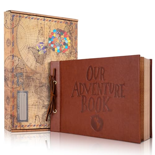 Nosso Livro de Aventuras de scrapbooking, 80 páginas, álbum fotos para colar e escrever, livro de recortes de viagens de couro com texto em relevo 3D, para aniversários, natal, presentes do dia da mãe
