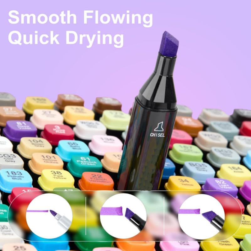 Cable World Dual Tips 24 Colors Markers Set, Art Markers for Adult Coloring Books, Artist Drawing Sketch Markers Set with Fine & Brush Tip (24 Pcs)