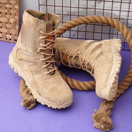 Image of Rapid Response Army & Tactical Boot for Men | Side Zip Genuine Leather Lightweight Combat Military Boots | Anti-Skid Outsole | Breathable & Durable