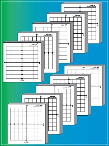 MiniPLOT Graph Paper Pads: 10 pads of 3x3 inch adhesive backed XY axis coordinate grid paper. 50 sheets per pad. Grid = 8 x 8 squares. Use for homework, taking notes in class, tests & more