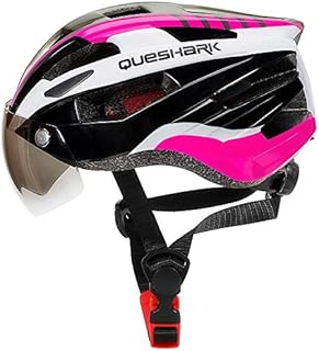 Queshark Bike Helmet,Bicycle Helmet Ce Certified Cycling Climbing Helmet with Detachable Magnetic Goggles Visor,Led Back Light Adjustable for Men/Women Mountain MTB