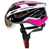 luces para casco bici Gafas magnéticas desmontables: casco de ciclismo especial con un diseño único, un protector de visera magnético en gris que se puede usar como gafas de sol proporciona protección para los ojos uv400 y bloquea la fuerte luz ultravioleta / polvo / viento / arena lejos de su cara perfectamente. fácil de levantar o quitar con una mano al andar en bicicleta, satisface sus 3 necesidades de uso: gafas hacia arriba, hacia abajo y sin gafas.