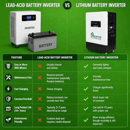 Image of Lento 2100VA 25.6V Solar Hybrid Lithium Battery Inverter | Inbuilt LiFePO4 Battery | Pure Sine Wave UPS | PWM Solar Controller | Home & Office Power Backup | Maintenance-Free Design