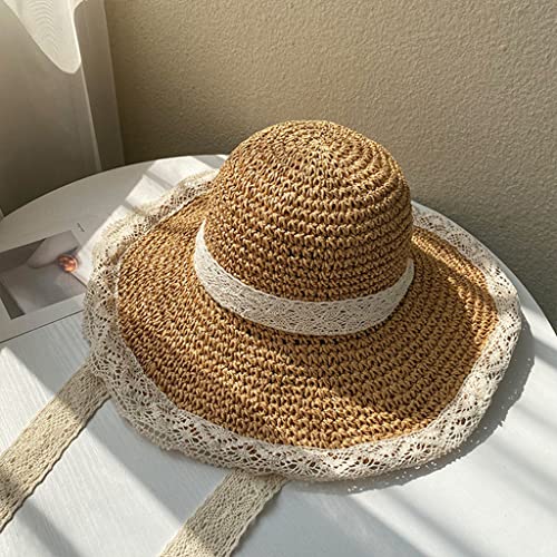Chapeaux de plage femme grand bord souple avec corde de maintien