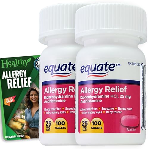 Healthy Surplus Vital Volumes Tips Card & Equate Allergy Relief Diphenhydramine HCL 25 mg 100 Tablets - 2 Pack -Bundle