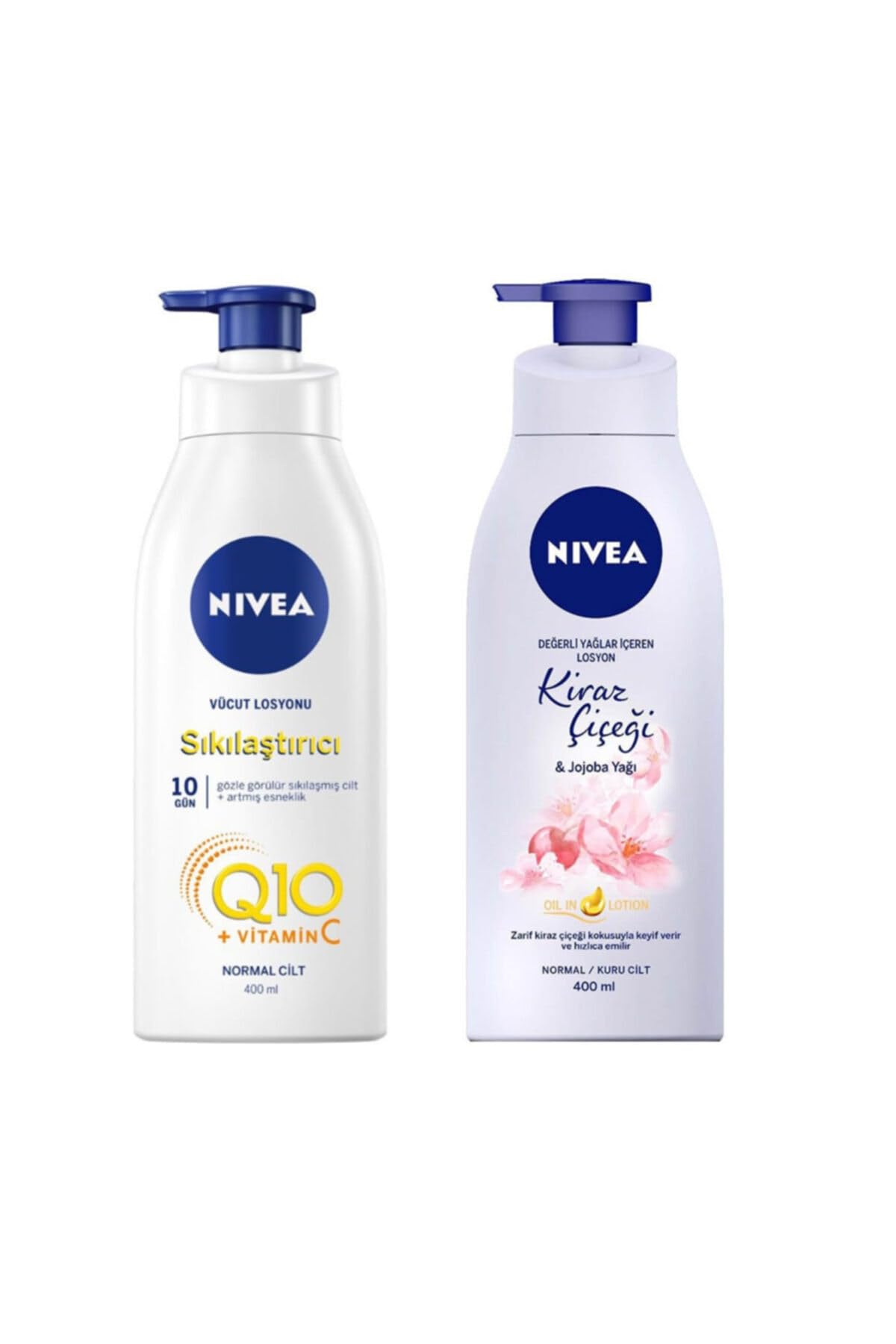 NIVEA Nbody Q10 Sıkılaştırıcı Losyon + Nbody Pump Kiraz Çiçeği&jojoba Yağı Losyon