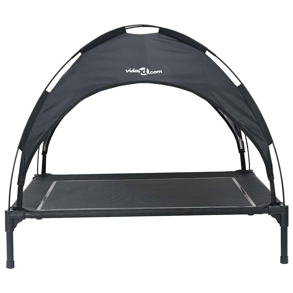 Cuccia per cani in acciaio nero, 104 x 86 x 84,5 cm, per interni ed esterni, con tettuccio parasole rimovibile, antigraffio, traspirante, leggera, antiscivolo, comoda superficie di riposo per