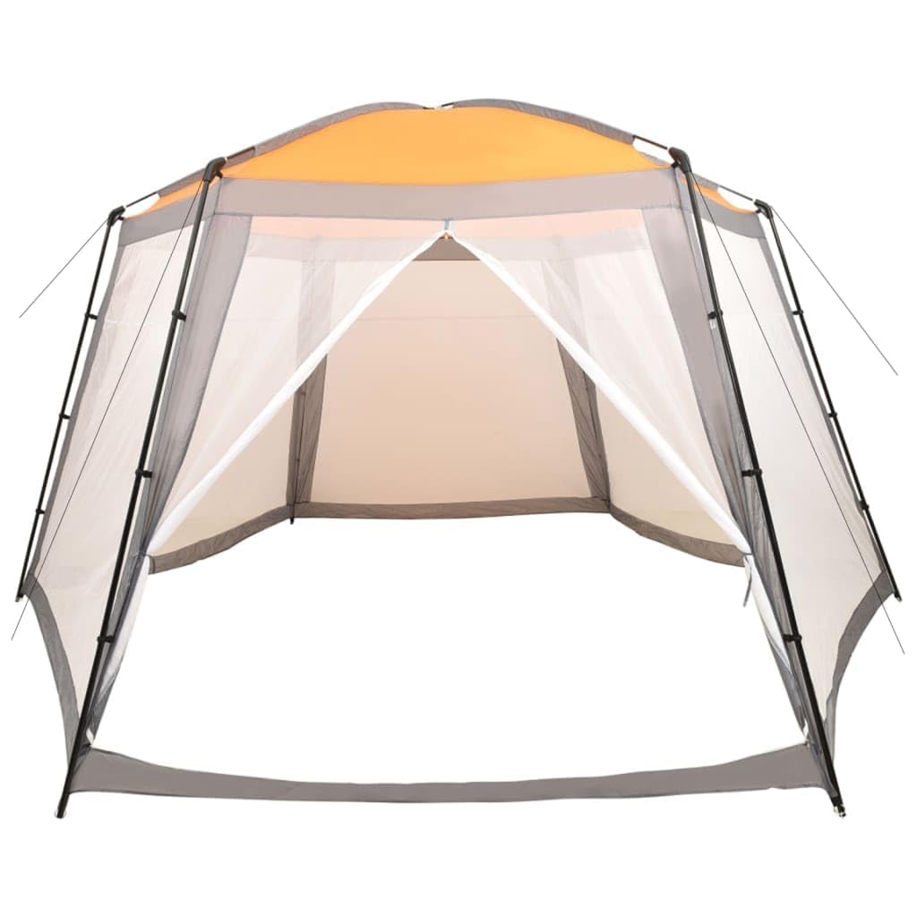 Tente de piscine en tissu - 660 x 580 x 250 cm - Gris - Résistant aux UV - Avec parois latérales en maille - Cadre en acier stable - Idéal comme protection solaire, auvent, accessoire