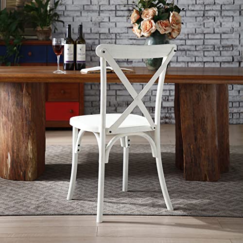 Justone Cross Back Chair Set Of 2, Dining Chair Furniture 2-Pack, Sturdy X-Back Chair Resin Chairs For Kitchen, Dining Room- White #TOP5