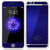 Mcoolbo Electroplating Mirror Effect Screen Tempered Glass Screen Protector Whole Body Protection Anti Scratches [Front and Back] for iPhone 6 Plus & iPhone 6S Plus 5.5inch (Blue)