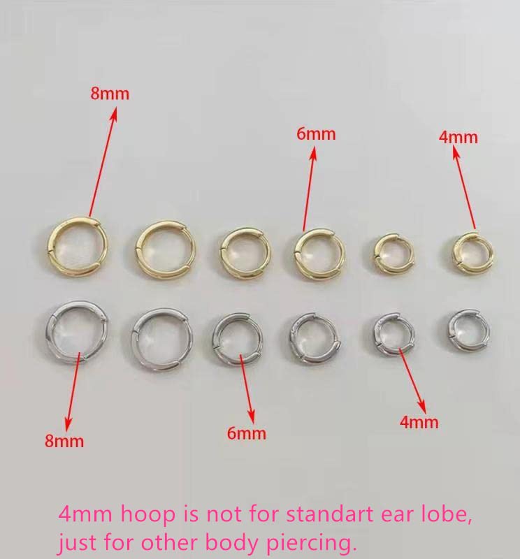 Minimalist Tiny Small Hoop Earrings for Women Girls 925 Sterling Silver Gold Plated Polished Mini Huggie Hoops Cartilage Cuff Helix Thin Wrap Hypoallergenic Simple Jewelry (22g/4mm Gold)3