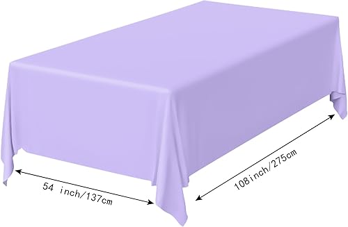 Miniatura 2 de Paquete de 2 manteles desechables de plástico color morado claro, manteles rectangulares color lavanda para fiestas, baby shower, boda, cumpleaños,