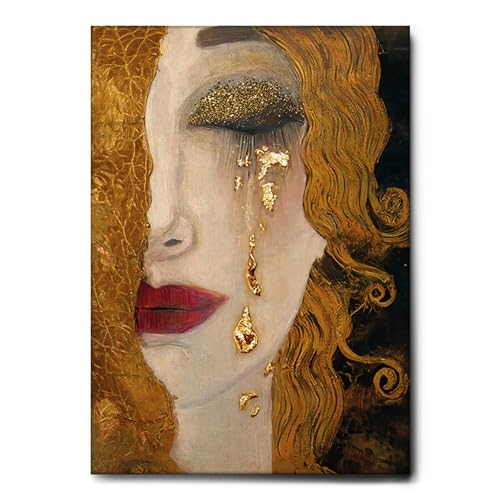 Giallobus - Quadro - Gustav Klimt - Lacrime dorate - Tela Canvas Telaio Standard - 50L x 70l cm - Pronto da appendere - Quadri moderni per la casa