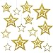 Produktbild BETESSIN Sterne zum Aufhängen Gold Glitzer - 14 Stück Weihnachtssterne aus Papier - Weihnachtsdeko zum Aufhängen - Weihnachtsanhänger für Weihnachtsbaum, Deckenhänger, Basteln Weihnachten Deko UVM.