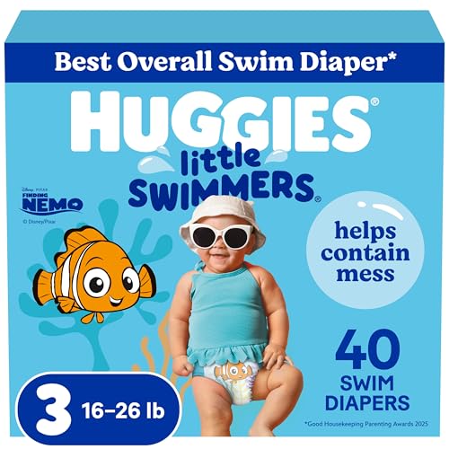 Image of Huggies Little Swimmers Disposable Swim Diapers, Size 3 (16-26 lbs), 40 Ct (2 Packs of 20), Packaging May Vary