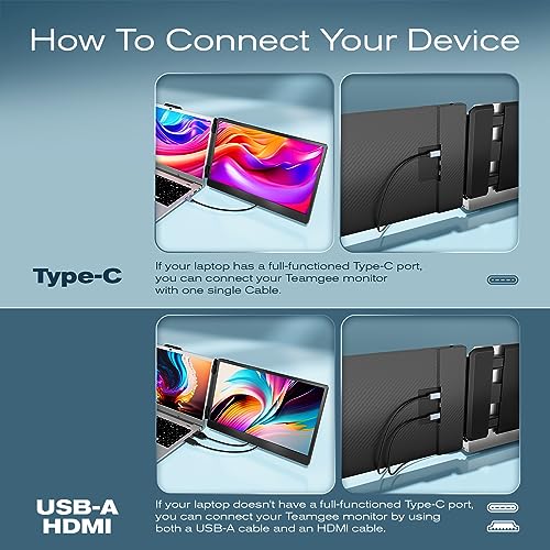 Image of Teamgee Laptop Screen Extender, 14 inch IPS 1080 FHD Portable Monitor with Built-in Speakers & Kickstand, Compatible with Mac Windows Android Dex Harmony, S1 Laptop Monitor Extender Fits 13 inch-17 inch Laptops