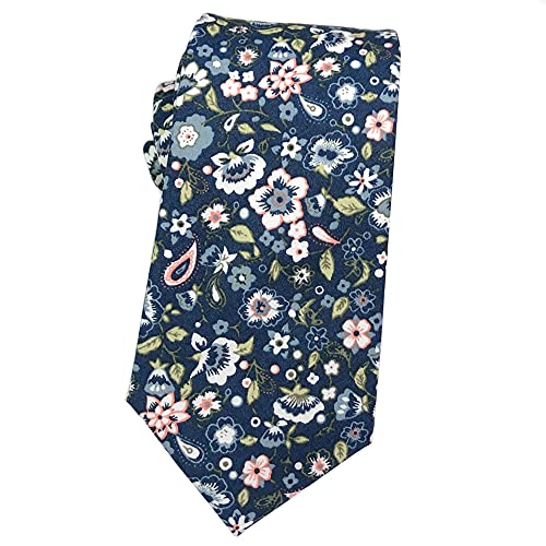 Mantieqingway Mens Cotton Floral Neck Tie 2.56 Printed Skinny Tie