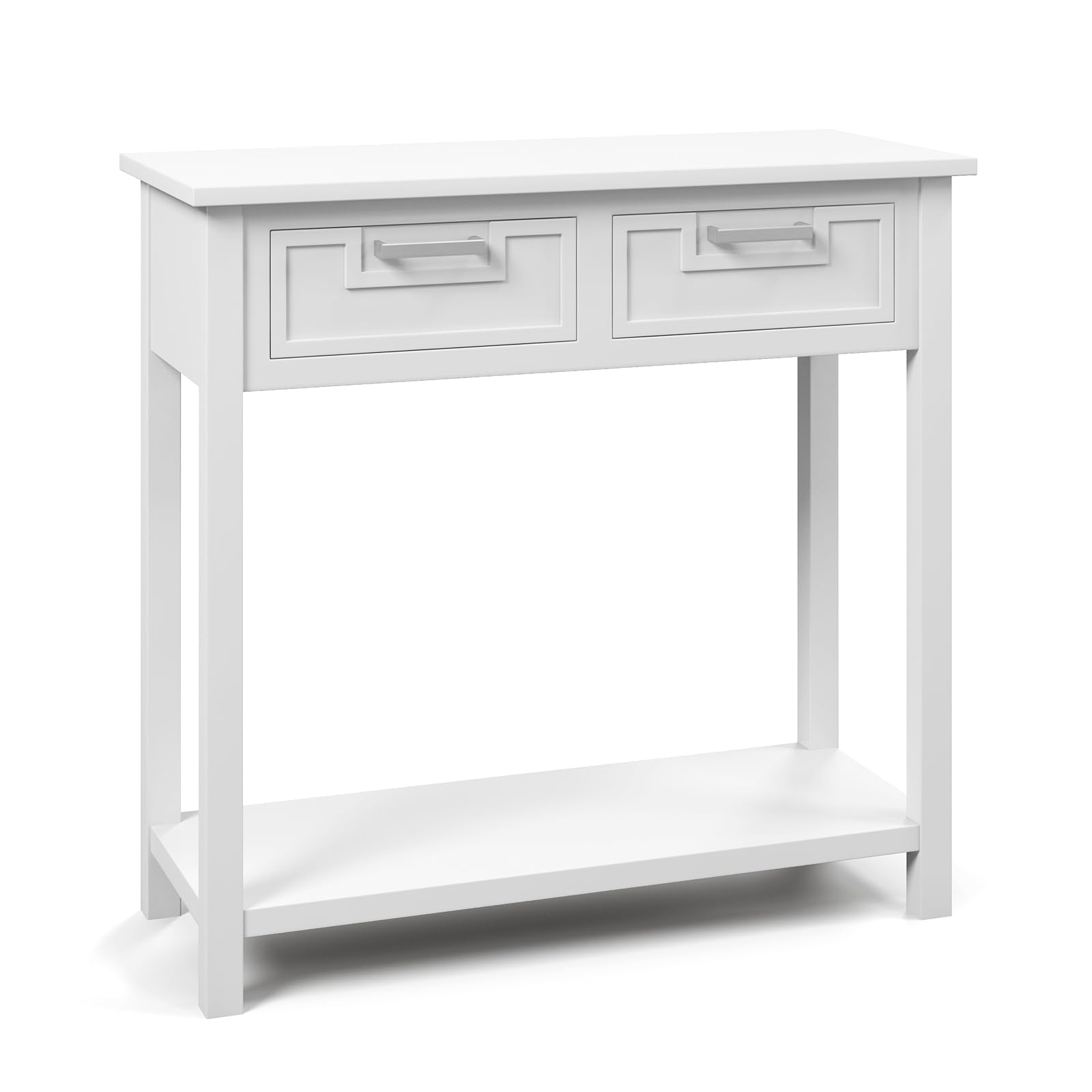 GOFLAME Console Table with 2 Drawers, 31” Entry Table with Storage Shelf, Modern, Narrow Sofa Table for Living Room, Hallway, Entrance (White)