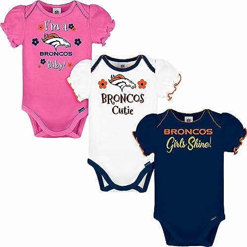 Image of Gerber NFL baby-girls Nfl Team 3 Pack Short Sleeve Onesie Bodysuit
