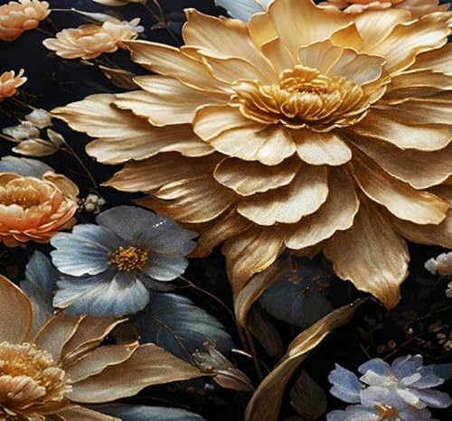 Image of Home Sizzler Premium 7D Floral Soft Microfiber Double Bedsheet with 2 Pillow Covers - Soft, Wrinkle-Resistant, Luxury Golden Flower Print