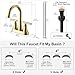 4 inch Brushed Gold Bathroom Sink Faucet with Pop-up Drain and 2 Supply Hoses, Stainless Steel Lead-Free 2-Handle Centerset Faucet for Bathroom Sink Vanity RV
