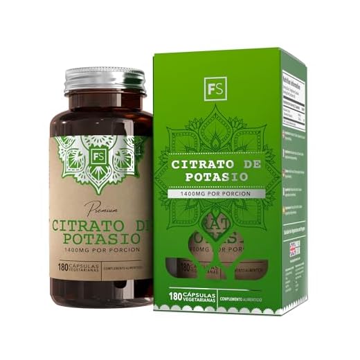 FS Citrato de Potasio | 180 Cápsulas de Potasio de Alta Potencia - 1400mg de Potasio Citrato por Porción | Cápsulas de Potassium Citrate | Sin OGM, Gluten ni Alérgenos | Fabricado en el RU