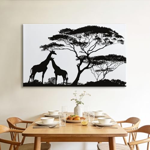 Impression sur toile style africain girafe blanche moderne 70x50