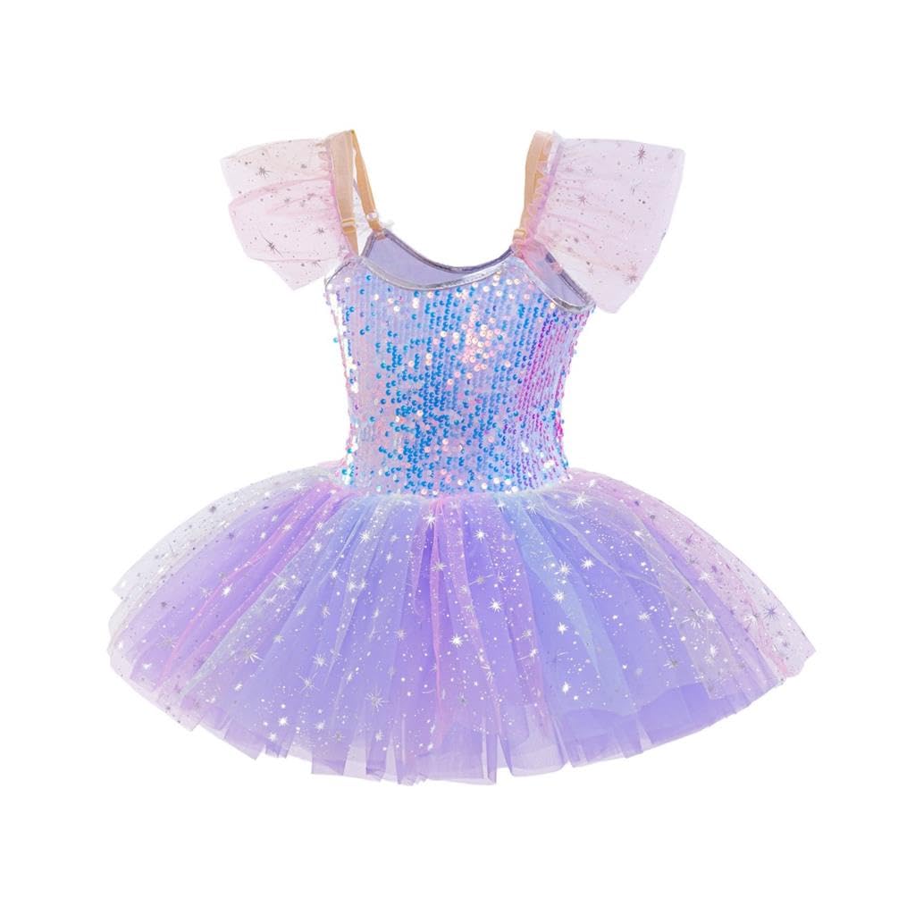 Lito Angels - Vestito da Balletto con tutù Scintillante per Bambine, Costume da Ballerina Principessa con Paillettes, Vestito per Festa di Compleanno e Pasqua, Rosa/Viola, dai 3 ai 12 Anni